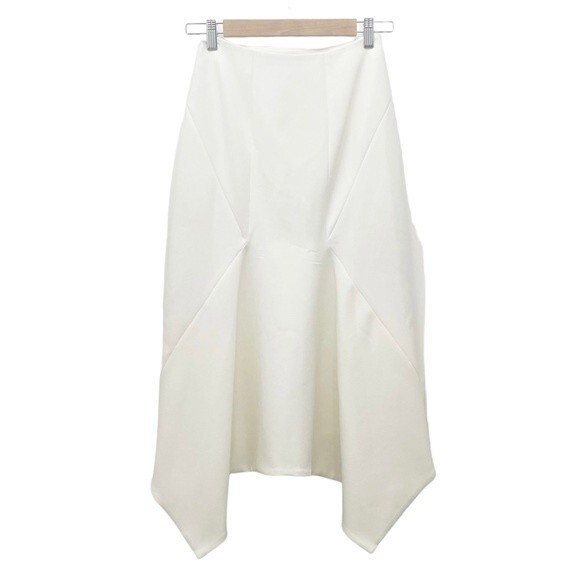 NWT ASOS Tailored Occasion Fishtail Midi Skirt Off White Stretch Crepe Size 0 - Picture 2 of 9